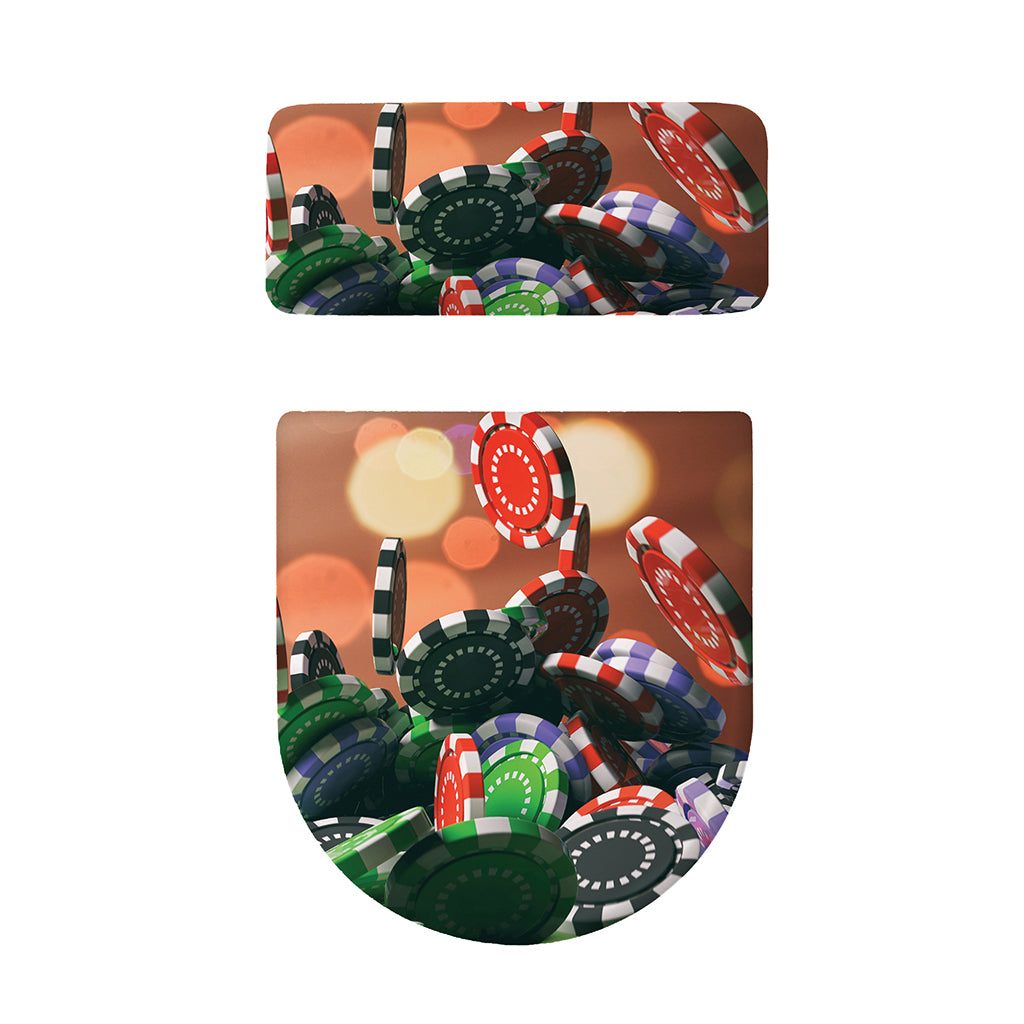 Falling Poker Chips Print Toilet Lid And Tank Cover Set