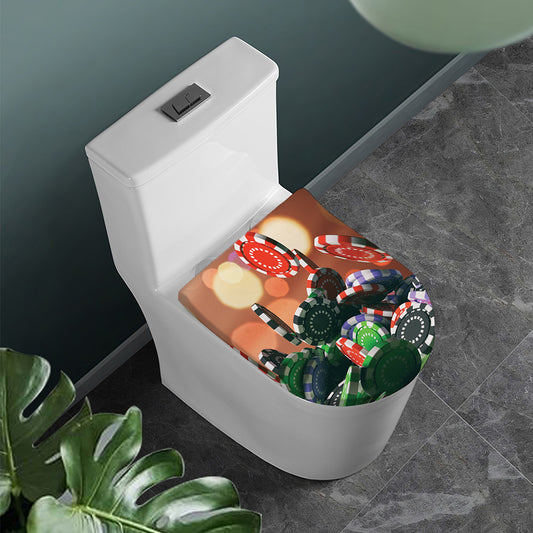 Falling Poker Chips Print Toilet Lid Cover