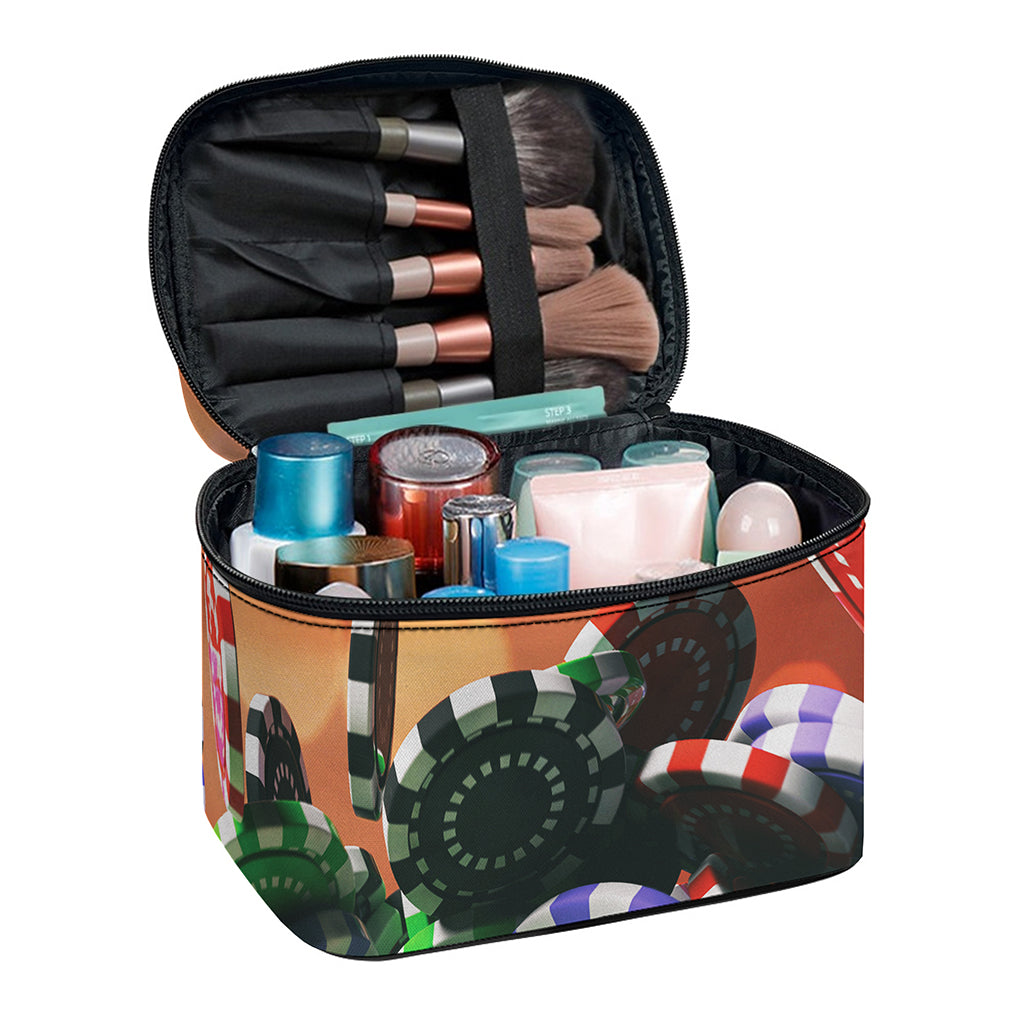 Falling Poker Chips Print Travel Makeup Bag