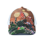 Falling Poker Chips Print White Mesh Trucker Cap