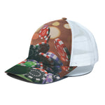 Falling Poker Chips Print White Mesh Trucker Cap