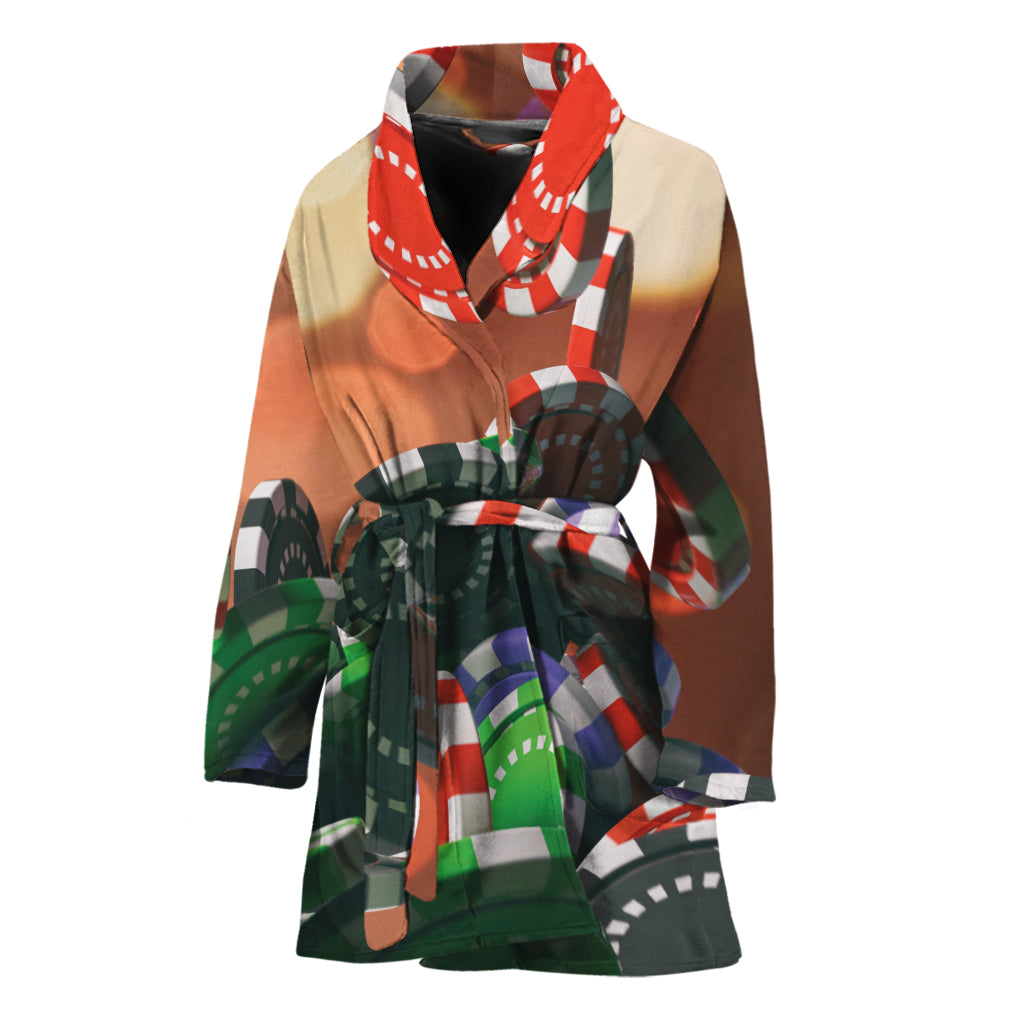 Falling Poker Chips Print Women's Bathrobe