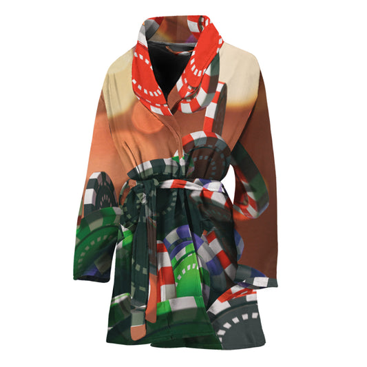 Falling Poker Chips Print Women's Bathrobe