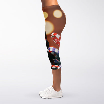 Falling Poker Chips Print Women's Capri Leggings