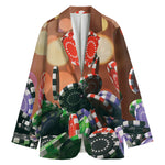 Falling Poker Chips Print Women's Cotton Blazer