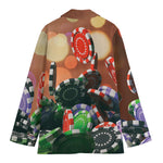 Falling Poker Chips Print Women's Cotton Blazer