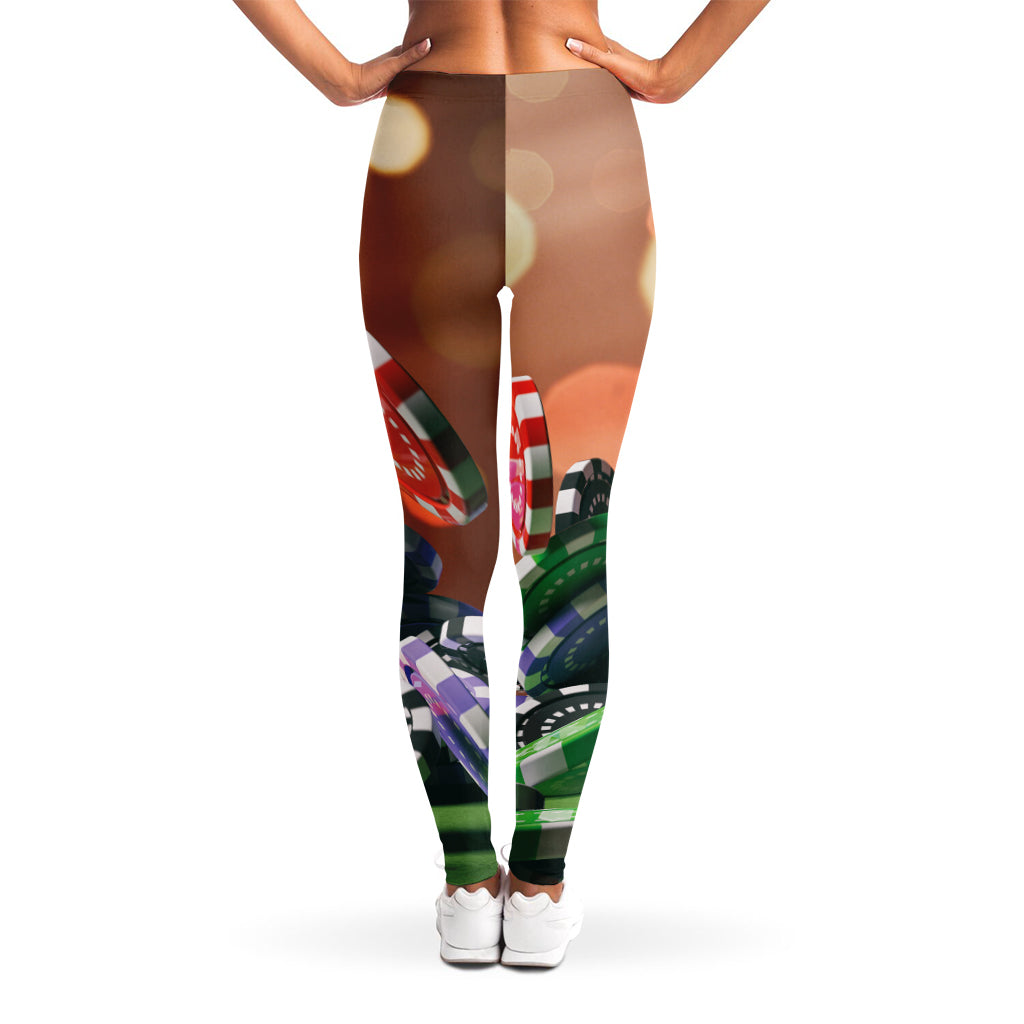 Falling Poker Chips Print Women's Leggings