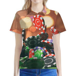 Falling Poker Chips Print Women's Polo Shirt