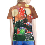 Falling Poker Chips Print Women's Polo Shirt