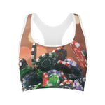 Falling Poker Chips Print Women's Sports Bra