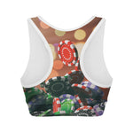 Falling Poker Chips Print Women's Sports Bra