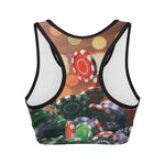 Falling Poker Chips Print Women's Sports Bra