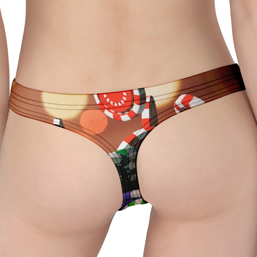 Falling Poker Chips Print Women's Thong