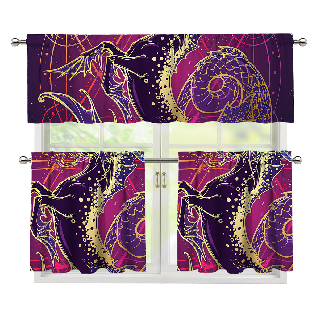 Fantastic Capricorn Sign Print 3 Piece Kitchen Curtains