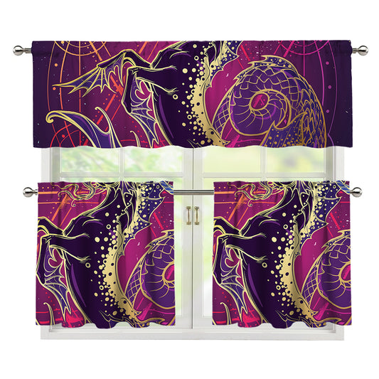 Fantastic Capricorn Sign Print 3 Piece Kitchen Curtains