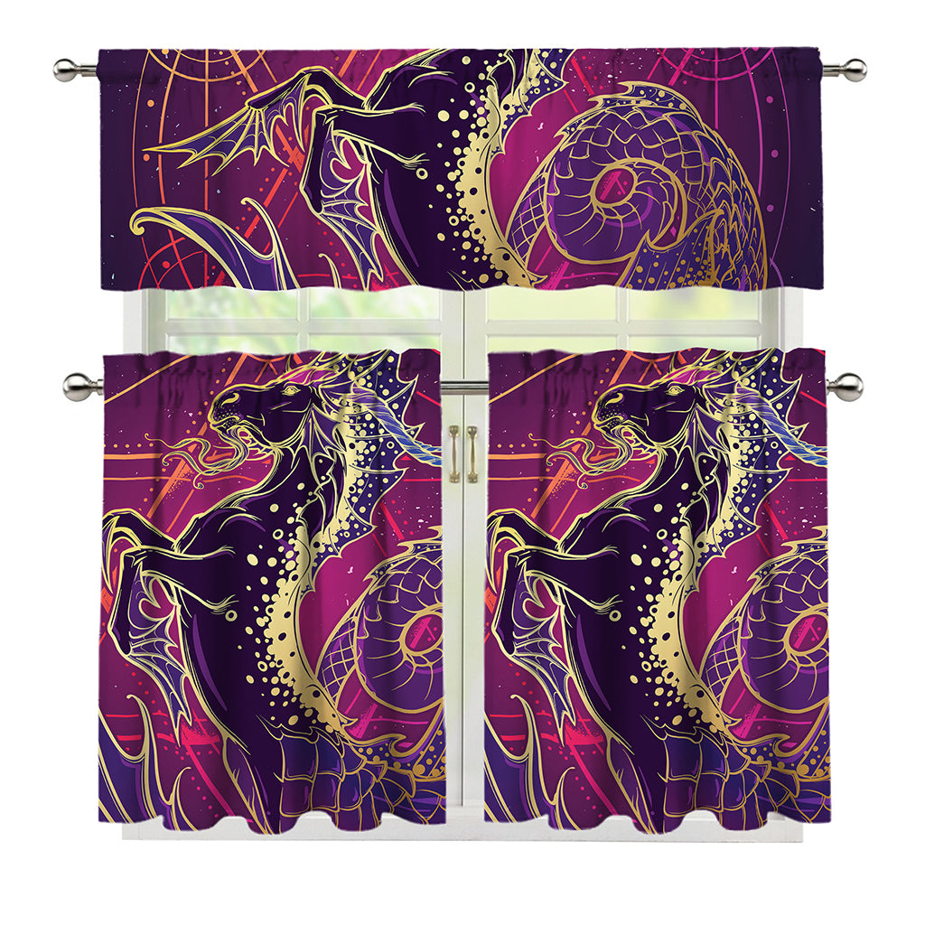Fantastic Capricorn Sign Print 3 Piece Kitchen Curtains