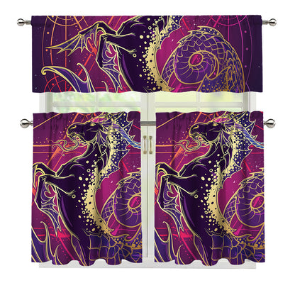 Fantastic Capricorn Sign Print 3 Piece Kitchen Curtains