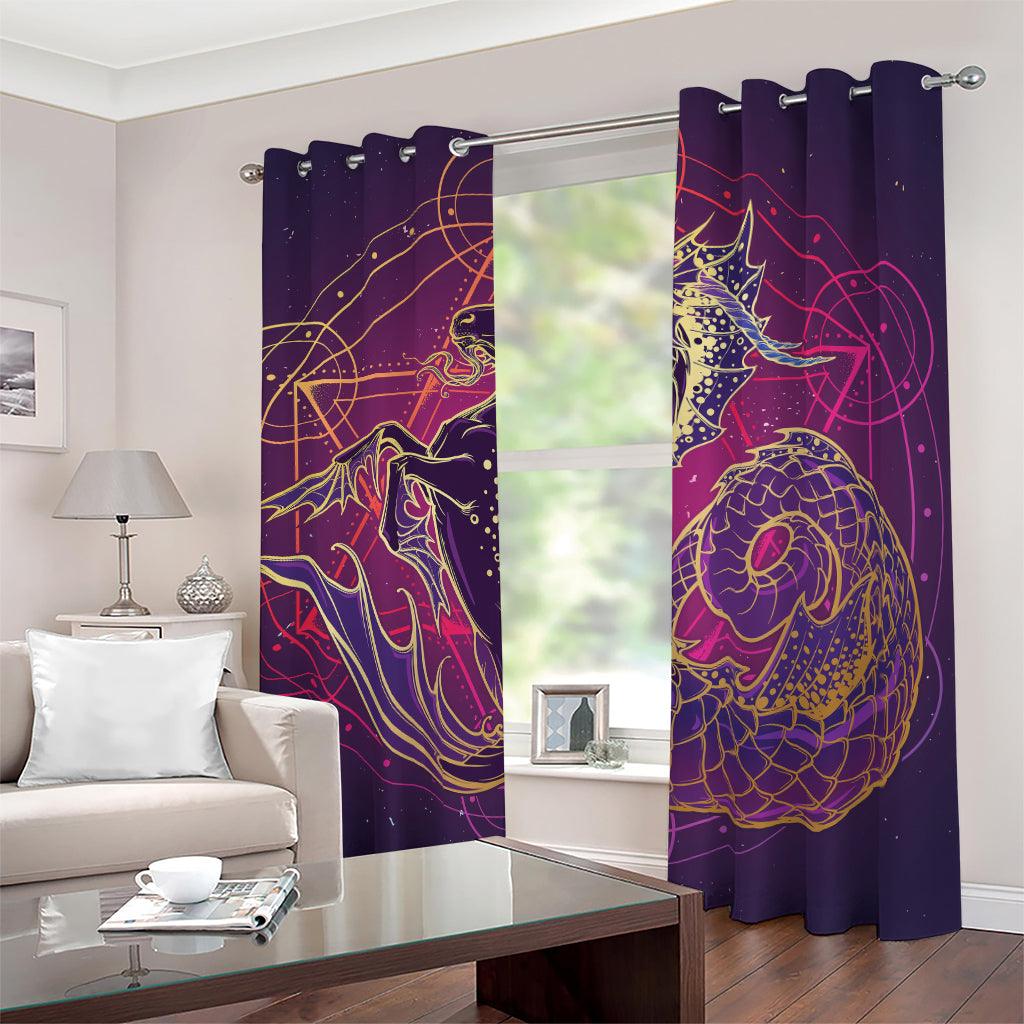 Fantastic Capricorn Sign Print Blackout Grommet Curtains