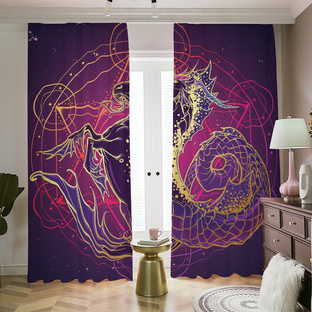Fantastic Capricorn Sign Print Blackout Pencil Pleat Curtains