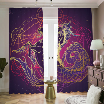 Fantastic Capricorn Sign Print Blackout Pencil Pleat Curtains