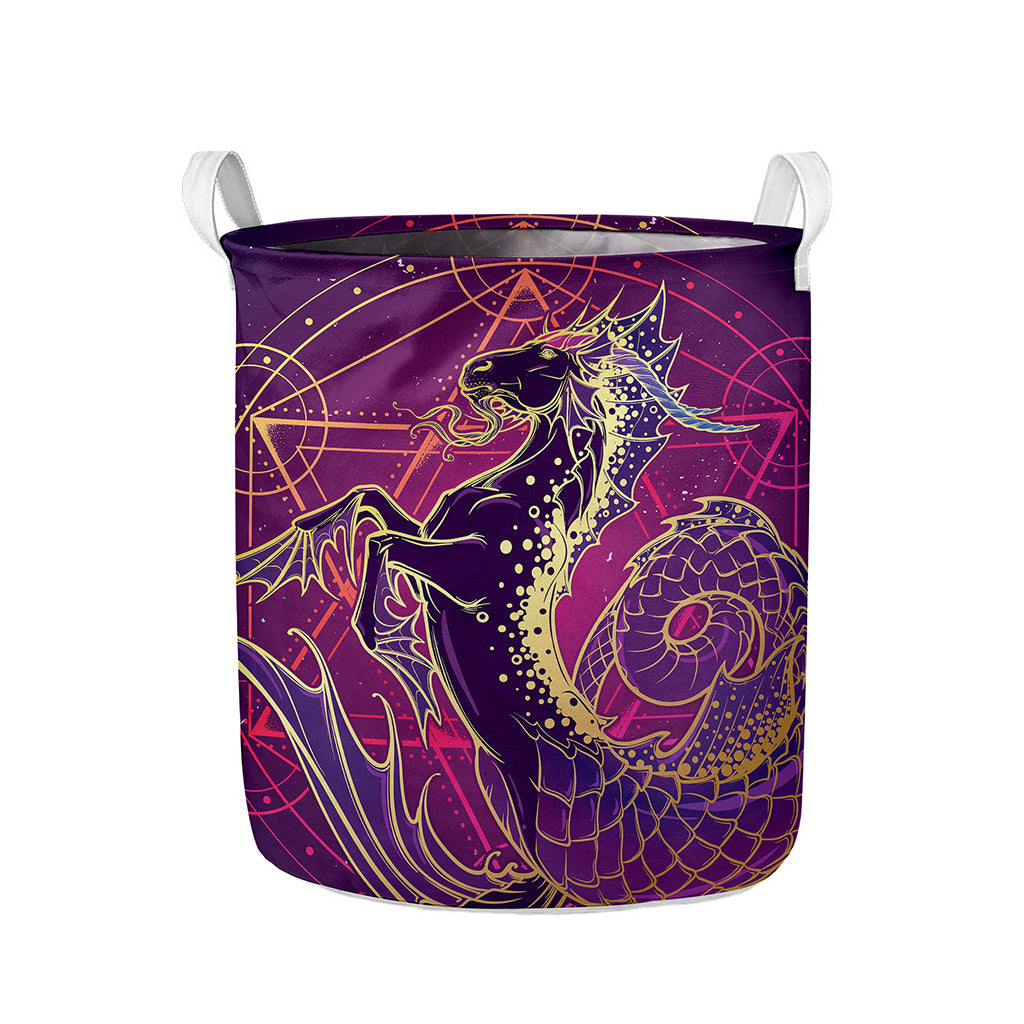 Fantastic Capricorn Sign Print Collapsible Laundry Basket