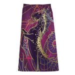 Fantastic Capricorn Sign Print Cotton Front Slit Maxi Skirt