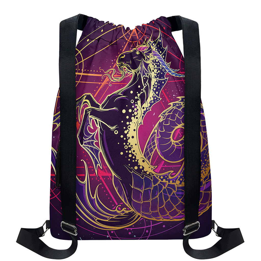 Fantastic Capricorn Sign Print Drawstring Backpack