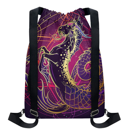 Fantastic Capricorn Sign Print Drawstring Backpack