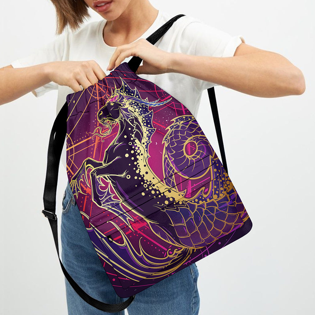 Fantastic Capricorn Sign Print Drawstring Backpack