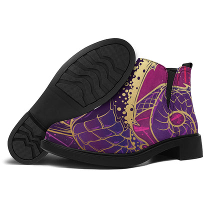 Fantastic Capricorn Sign Print Flat Ankle Boots