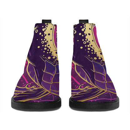 Fantastic Capricorn Sign Print Flat Ankle Boots