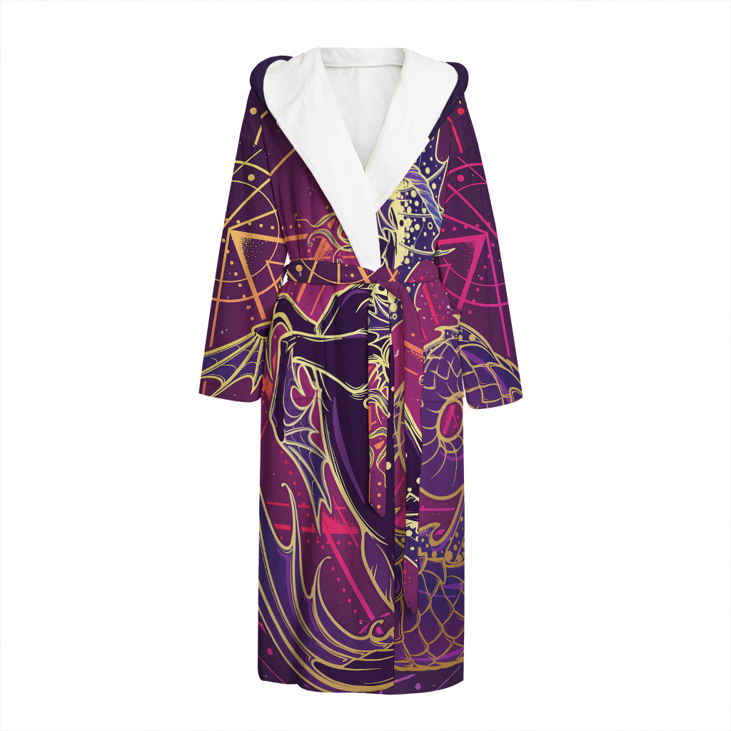 Fantastic Capricorn Sign Print Hooded Bathrobe