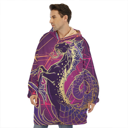 Fantastic Capricorn Sign Print Hoodie Blanket