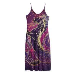 Fantastic Capricorn Sign Print Jersey Midi Cami Dress