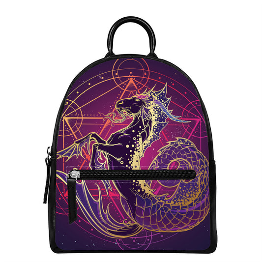 Fantastic Capricorn Sign Print Leather Backpack