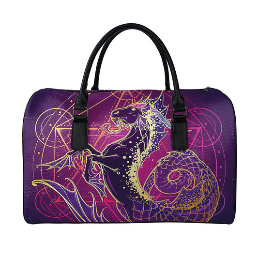 Fantastic Capricorn Sign Print Leather Duffle Bag