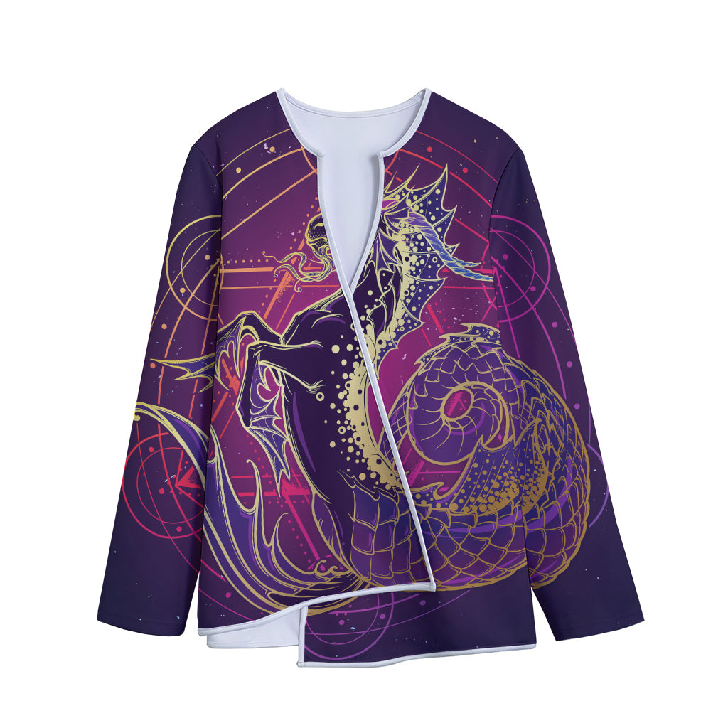 Fantastic Capricorn Sign Print Long Sleeve Short Coat