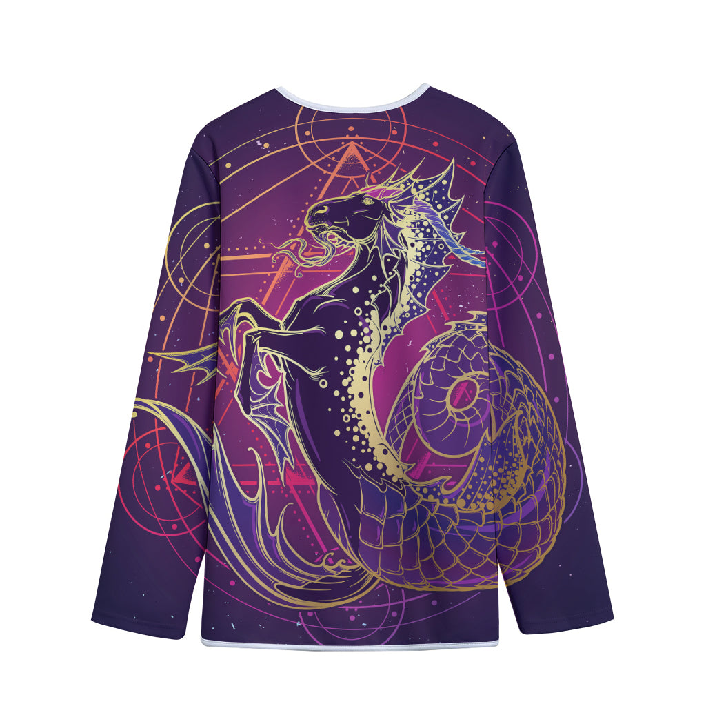 Fantastic Capricorn Sign Print Long Sleeve Short Coat