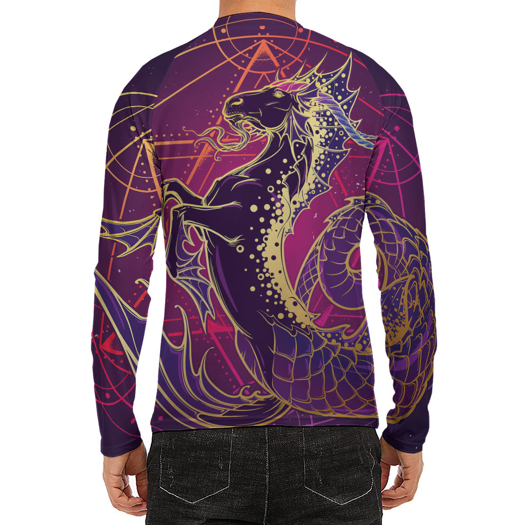 Fantastic Capricorn Sign Print Men's Long Sleeve Rash Guard