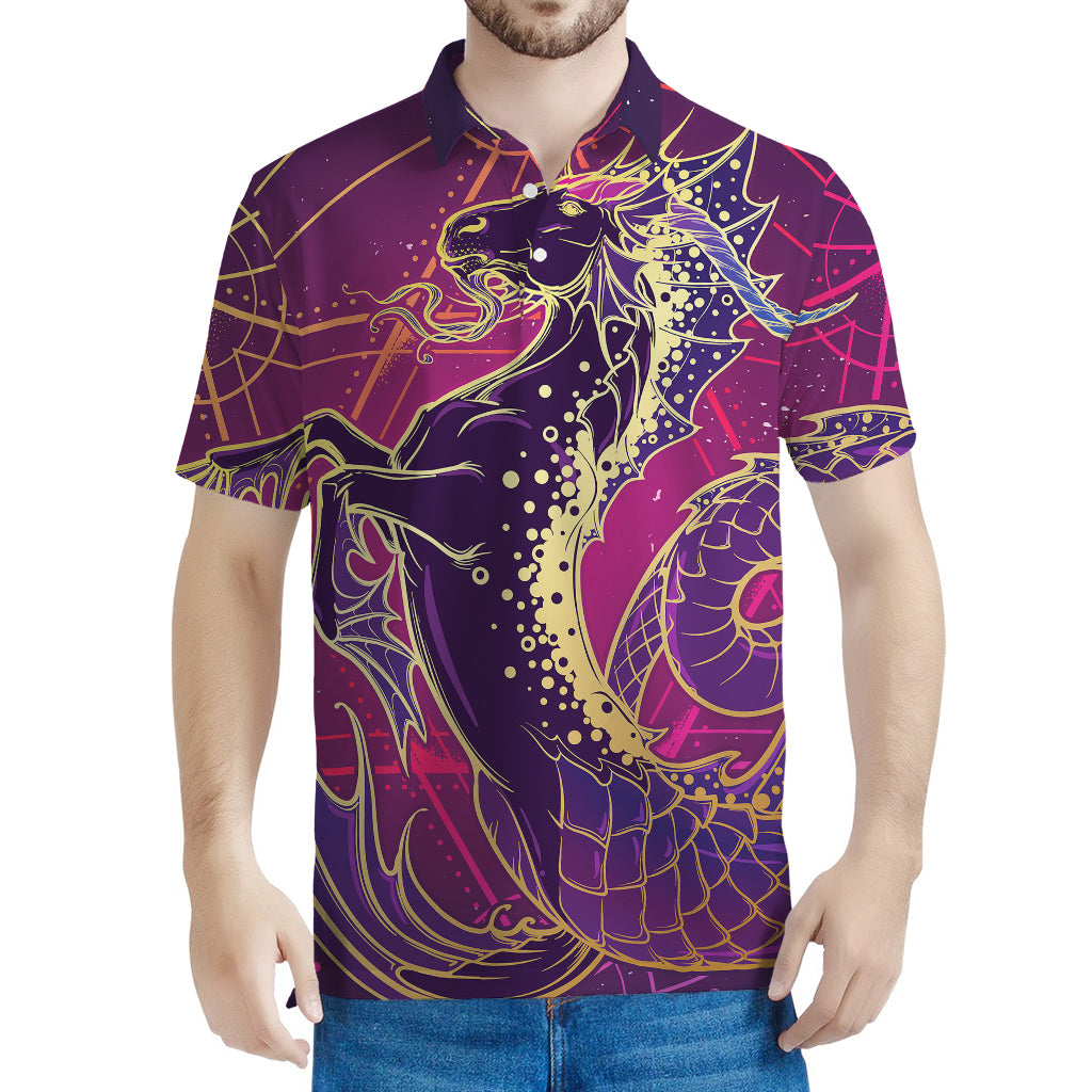 Fantastic Capricorn Sign Print Men's Polo Shirt