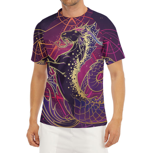 Fantastic Capricorn Sign Print Men's Short Sleeve Rash Guard