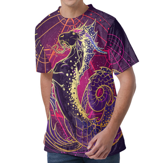 Fantastic Capricorn Sign Print Men's Velvet T-Shirt