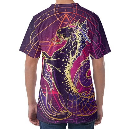 Fantastic Capricorn Sign Print Men's Velvet T-Shirt