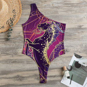 Fantastic Capricorn Sign Print One Shoulder Bodysuit