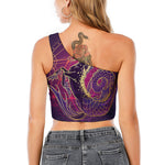 Fantastic Capricorn Sign Print One Shoulder Crop Top