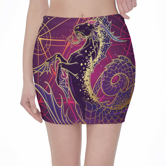 Fantastic Capricorn Sign Print Pencil Mini Skirt