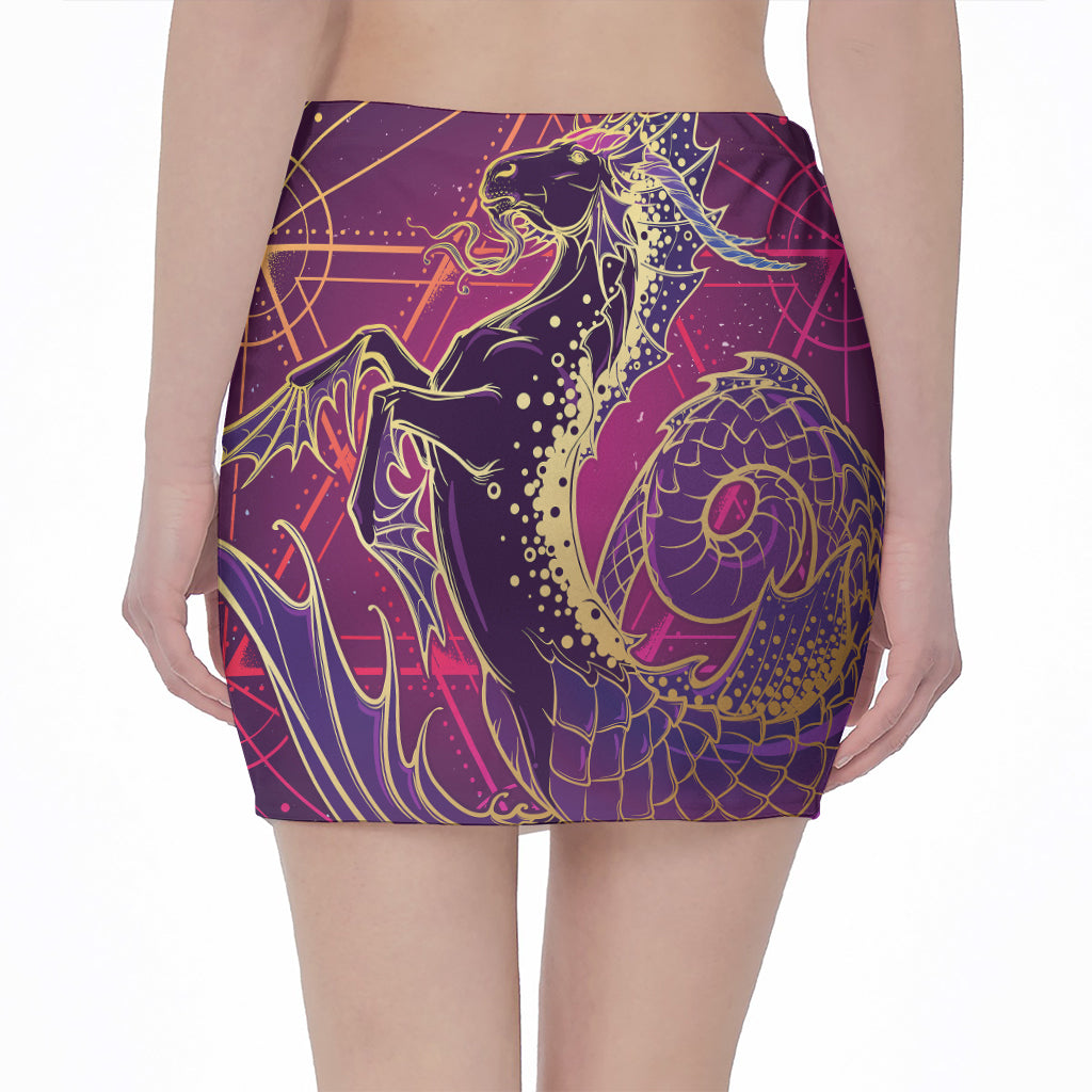 Fantastic Capricorn Sign Print Pencil Mini Skirt