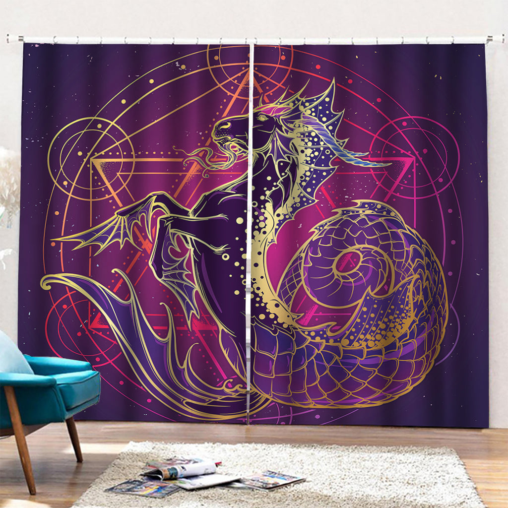 Fantastic Capricorn Sign Print Pencil Pleat Curtains