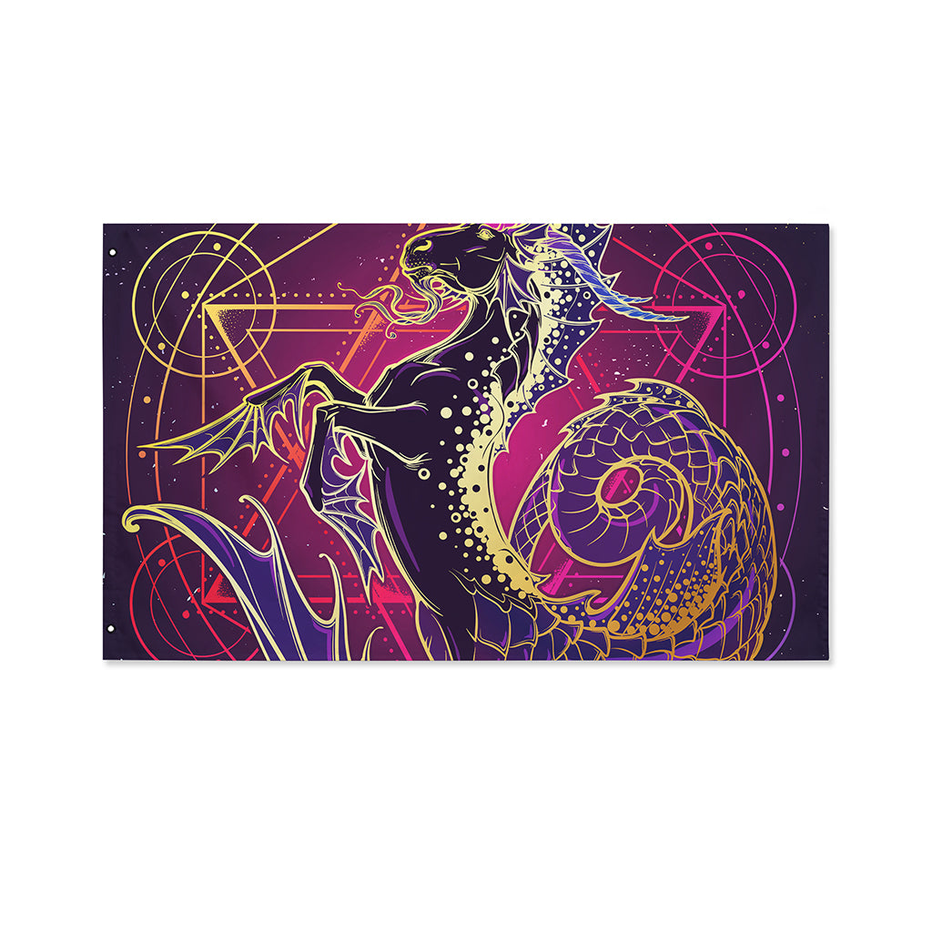 Fantastic Capricorn Sign Print Polyester Flag