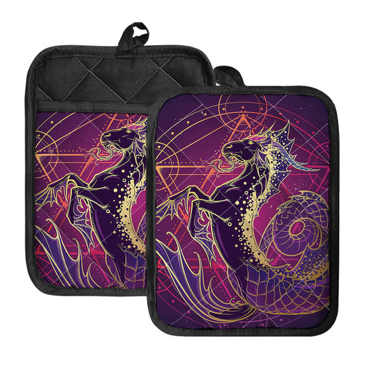 Fantastic Capricorn Sign Print Pot Holders With Pocket